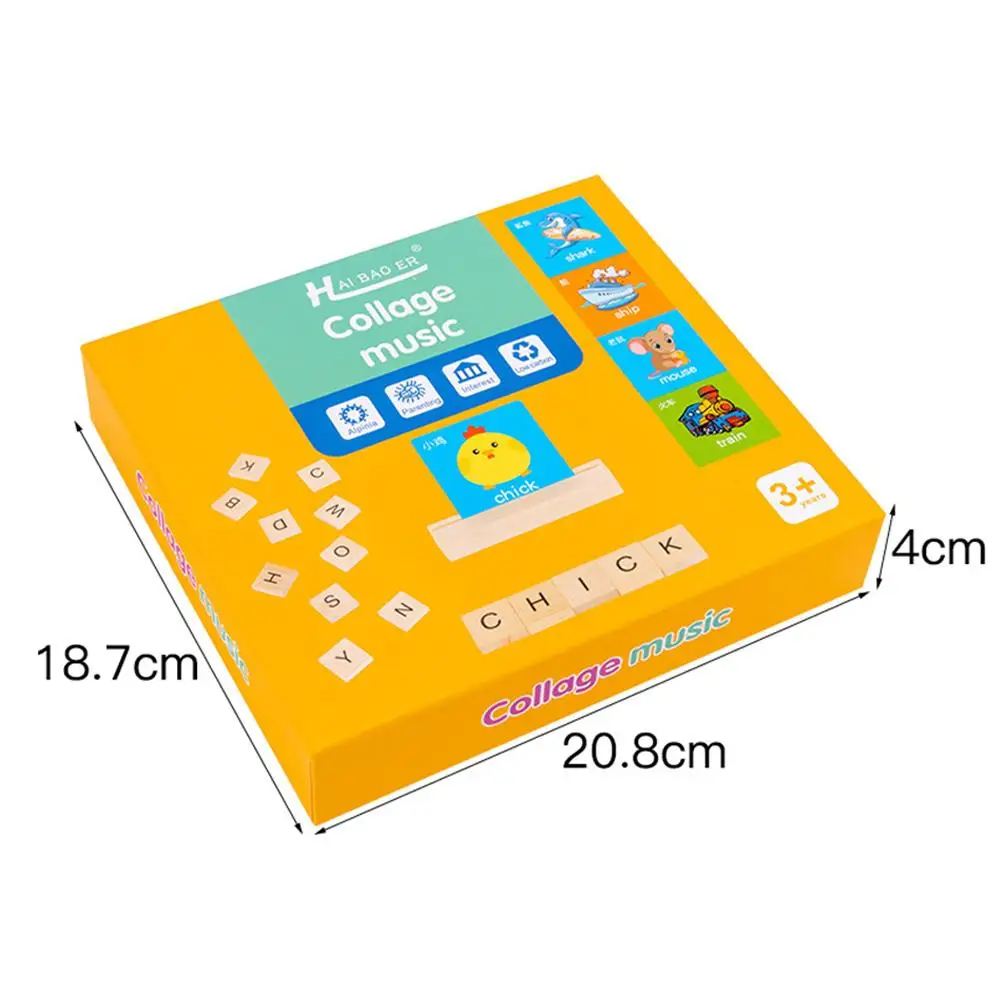 See Spell Learning Toy Wooden Alphabet Words Cards Matching Puzzles Education