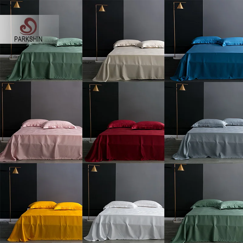 

Parkshin 1PCS Flat Sheet 100% Pure Mulberry Silk Fabric Luxury Euro Style Silky Double Home Textiles Bedding Linen For Gift