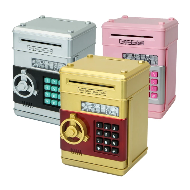 Electronic Piggy Bank ATM Password Money Box Cash Coins Saving Safe Automatic Deposit Banknote Gift For Kids | Дом и сад