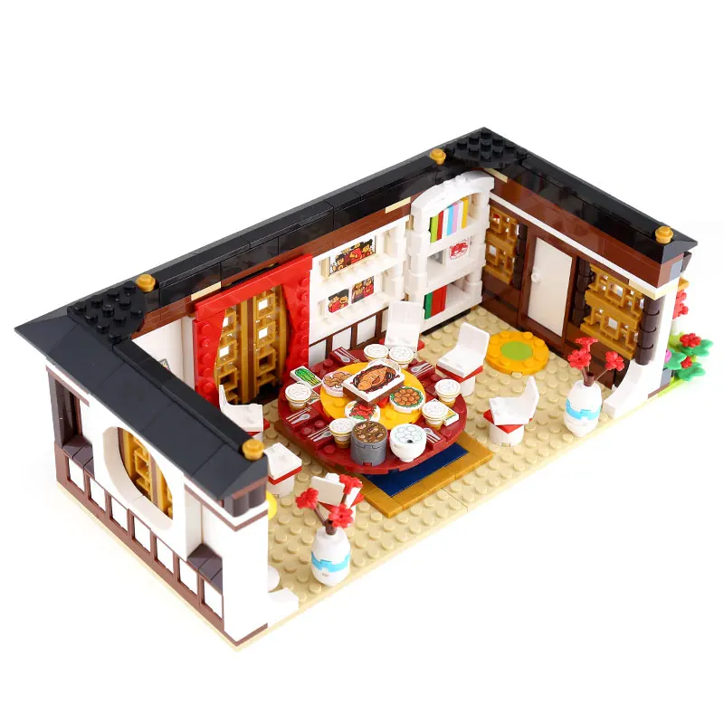 46001 креативные игрушки, совместимые с 80101 китайским новогодним обедом, набор строительных блоков, кирпичи, архитектура, детские игрушки, подарки