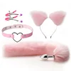 Cute Fox Tail Anal Plug Cat Ears Headbands Set Adult Games Nipple Clip Neck Collar Erotic Cosplay Sex Toys For Women 1