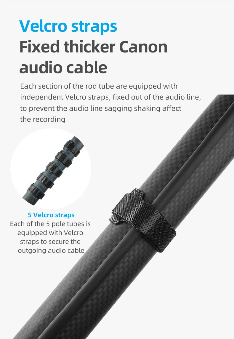 Selens Handheld Microphone Boom Arm Carbon Fiber Pole Arm Extendable 5 Section F