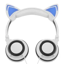 Кошачьи уши наушники складные люминесцентные проводные наушники с светодиодный светильник игровая гарнитура для ПК ноутбука компьютера мобильного телефона