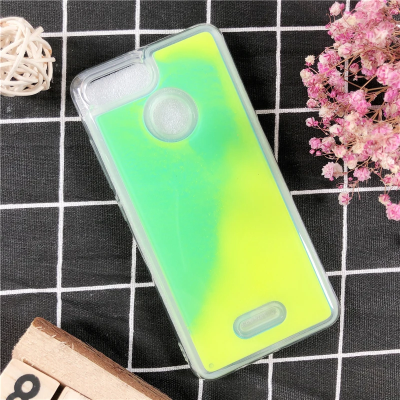 01 Светящийся неоновый песочный чехол для Xiaomi Redmi 6 Pro Note 5 7 силиконовый чехол светится в темноте жидкий Блестящий песок чехлы - Цвет: 01
