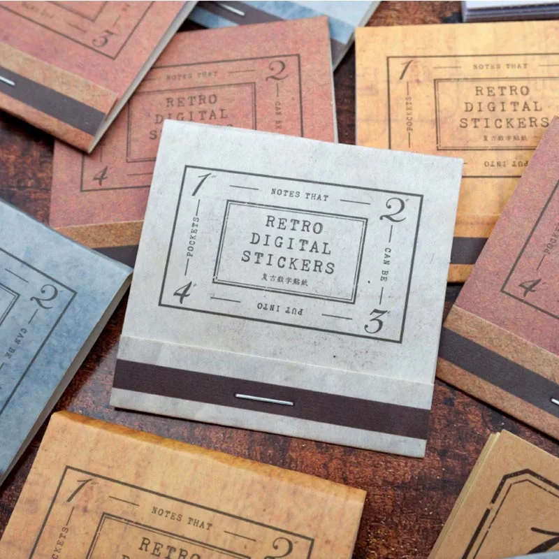 

Vintage Label Retro Number Bullet Journal Decorative Writable Kraft Paper Memo Label Stickers Scrapbooking Craft Stationery