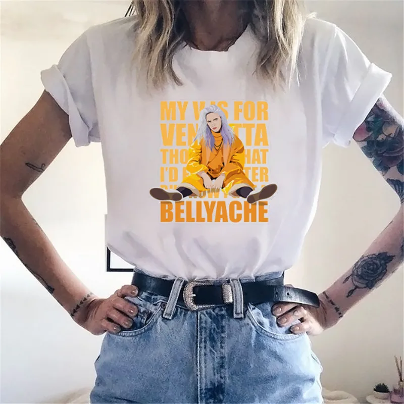 Женская забавная хлопковая Футболка Billie Eilish, унисекс, скейтборд, Рождественская футболка, женская одежда для девочек, уличная футболка