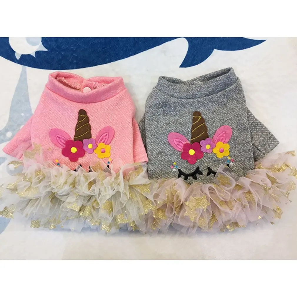 Unicorn star Pet Dog Clothing Autumn and Winter Dog Clothes Puppy Skirt Two Feet Clothes Thick 5