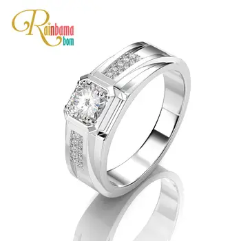

Rainbamabom 925 Sterling Silver Created Moissanite Gemstone Wedding Engagement Unisex White Gold Ring Fine Jewelry Wholesale