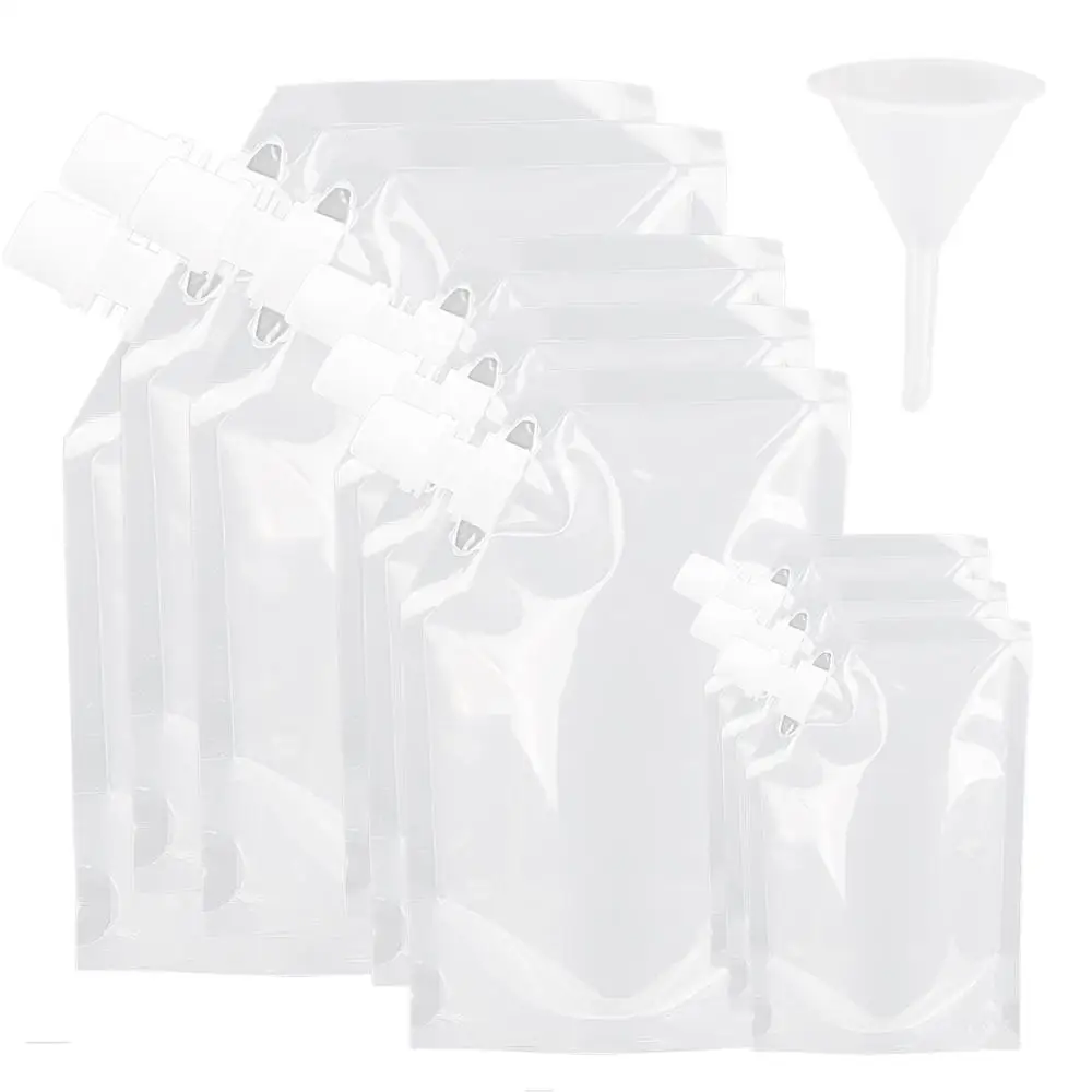 9 Pieces Plastic Clear Reusable Liquor Pouch Concealable Drinking Flasks Cruise Bags with Funnel For Booze And Cocktails | Дом и сад