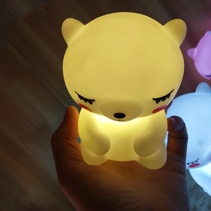 Bear warm color Светодиодный Мультфильм Единорог Жираф динозавр лампа Медведь ночник дети игрушки подарок на день рождения Рождество украшения дома Прямая - Испускаемый цвет: Bear warm color