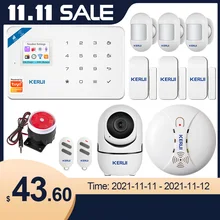 KERUI – Kit système d'alarme de sécurité domestique sans fil W181, wi fi, GSM, application Tuya Mobile, réception, écran couleur, anti cambriolage
