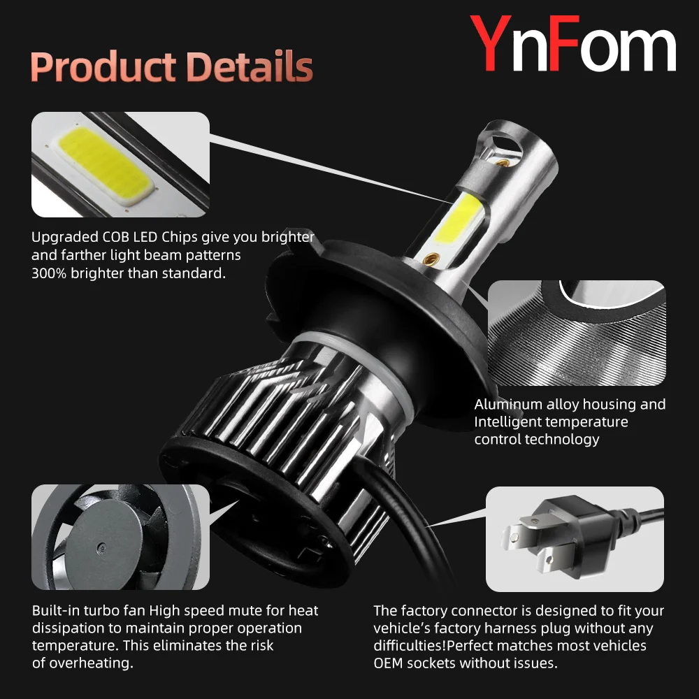 YNFOM LED headlights kit for Toyota Tundra K3-K5 SR-5 1999-2019 low beam,high beam,fog lamp,car accessories,car headlight bulbs