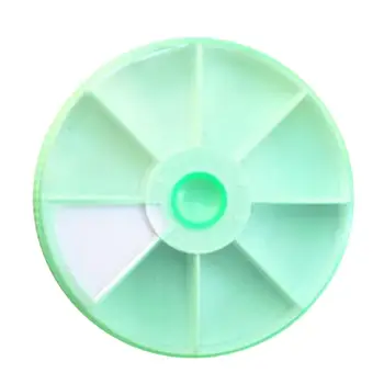 

1pc Portable 7 Compartments Pill Box Rotation Round Pill Organizer Storage Box Container Medicine Case