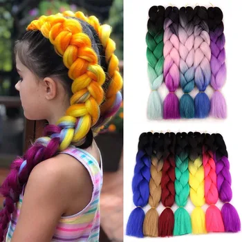 

Amir 100g 24 Inch Wholesale Ombre Color Green Pink Yellow Blonde Synthetic Hair Extension Twist Jumbo Braiding Kanekalon Hair