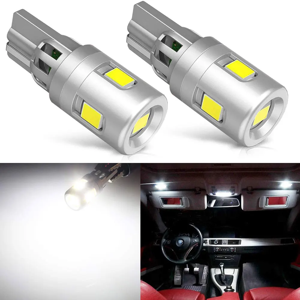 T10 194 светодиодный светильник 2835 5-SMD супер яркий W5W 168 175 2825 6000K белый 12V лампа для