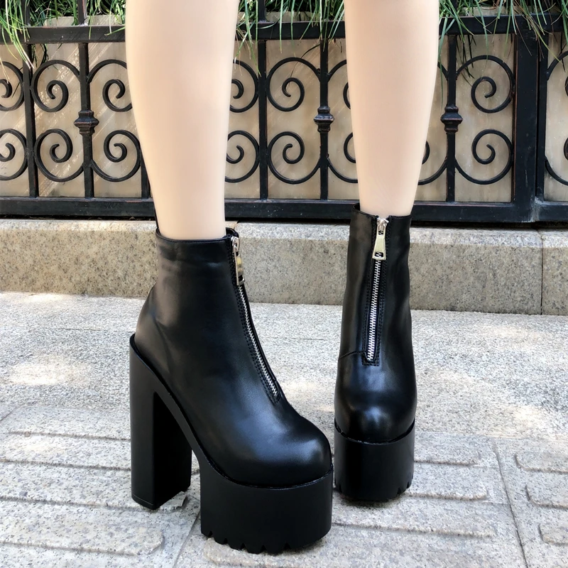 high heel round head martin boots