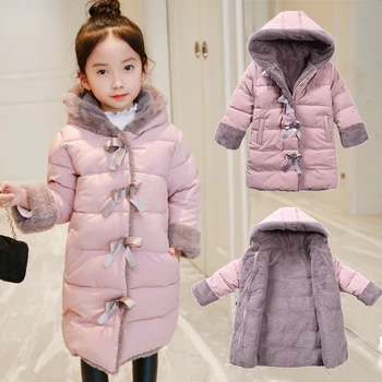 

OLEKID 2020 Autumn Winter Jacket For Girls Plus Velvet Warm Long Girl Parka 3-11 Years Teenage Girl Coat Baby Snowsuit Outerwear