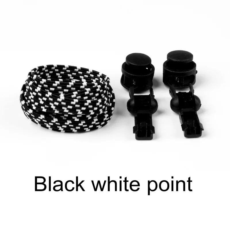Black white point 1 пара растягивающиеся шнурки высокого качества без шнуровки Шнурки плоские уличные кроссовки для отдыха ленивые шнурки унисекс - Цвет: Black white point