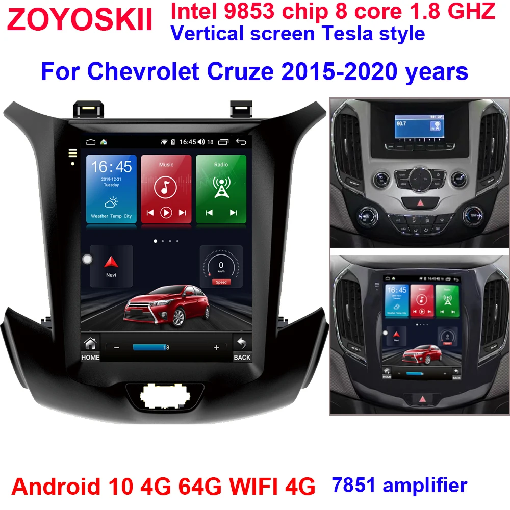 

ZOYOSKII Android 9.0 10.4 inch vertical screen Tesla style car gps radio navigation player for Chevrolet new Cruze 2015-2020