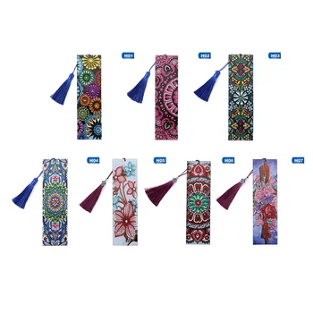 

Diamond Painting Bookmark 5D DIY Special Shaped Diamond Art Mosaic Leather Tassel Book Marks Diamond Embroidery Cross Stitch