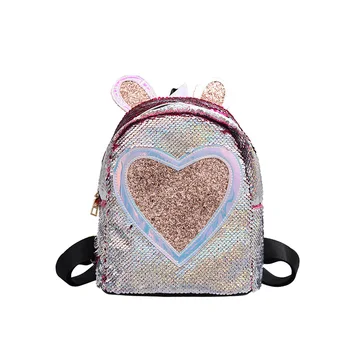 

Heart Pattern Gradient Color Sequins Women's Casual Backpack Travel Mini Shoulder Bag Mochila Feminina School Bag For Women