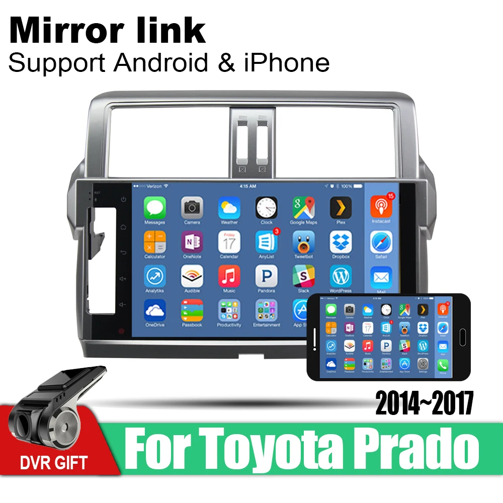 Автомобильный мультимедийный плеер ZaiXi с gps для Toyota Land Cruiser Prado 150 2014 ~ 2017 навигацией