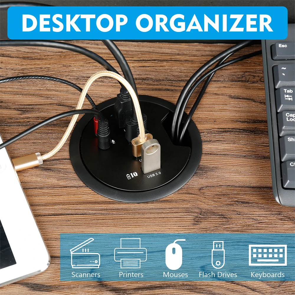 USB Desk Hub USB3 0 HUB With 4 Port USB3 0 Headphone Mircophone Adapter For Desktop PC USB HUB Desk Mount USB 3 0 Splitter