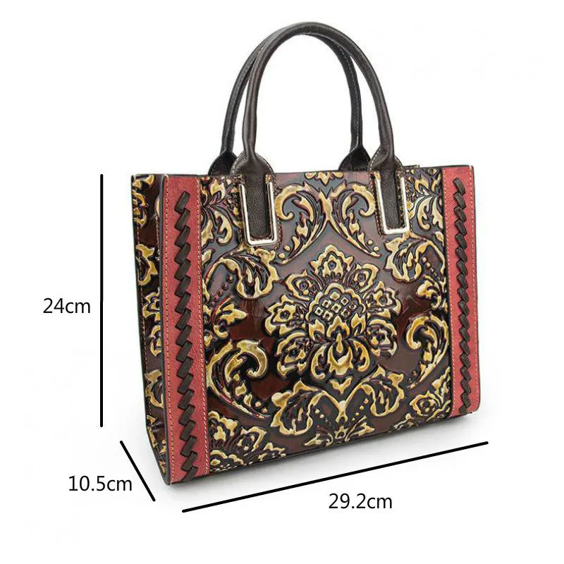 Женская сумка с тиснением в стиле ретро, новинка, натуральная кожа, большая вместительность, роскошные сумки для отдыха, сумки через плечо