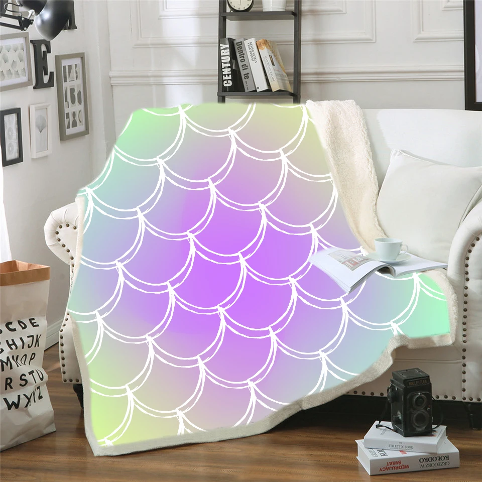 

Flower Sherpa Blanket Fish Scale Bedspread Love and Peace Velvet Plush Beds Blanket Bohemian Mantas Para Cama Throw Blanket