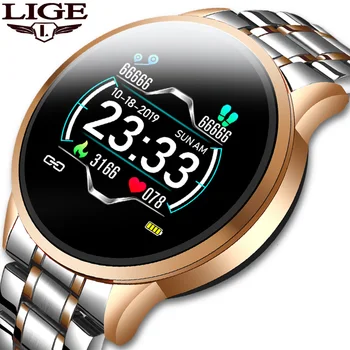 

LIGE New Steel Smart Watch Men Waterproof sport For iPhone Heart rate blood pressure call Information smartwatch Fitness tracker