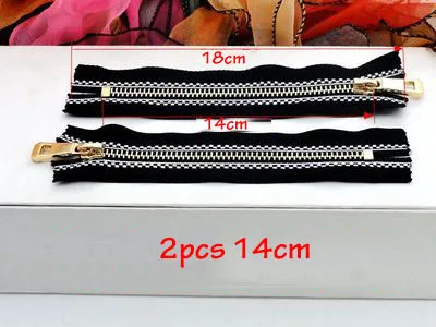 2pcs 14cm Meetee 14 см 2 шт. 70/100 см 1 шт. тесьма жаккард 5# металлическая молния медь закрывать/открывающийся автоматический замок куртка молния DIY аксессуары для одежды - Цвет: 2pcs 14cm