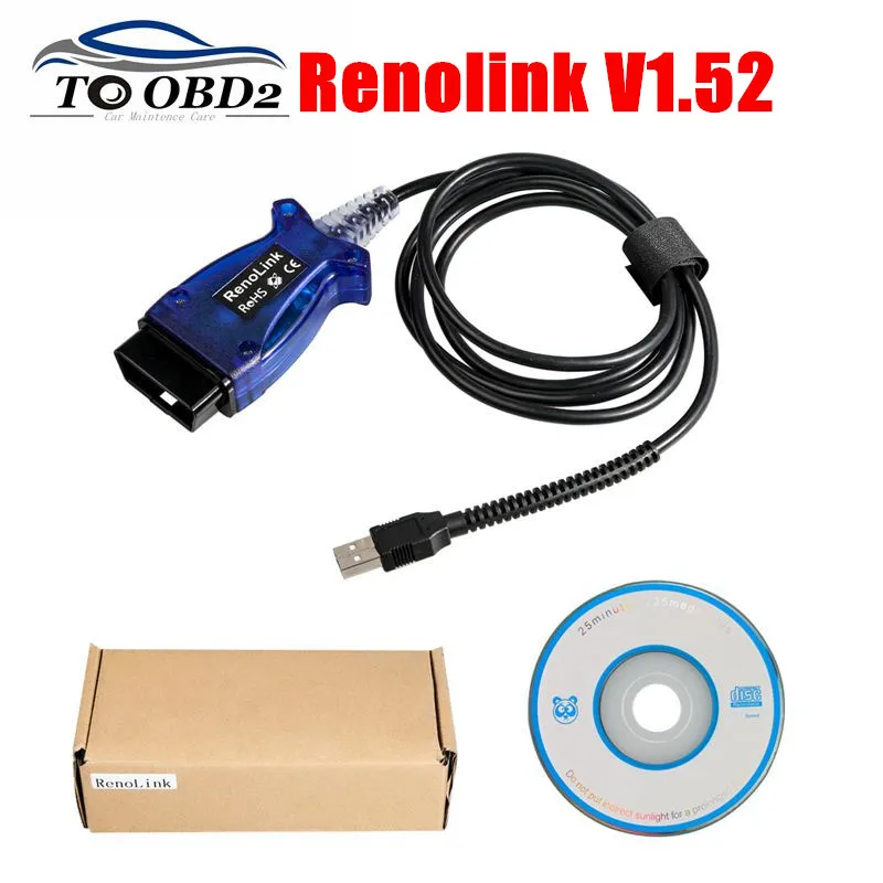 Renolink V1.52 для Renault ECU программист Reno Link OBD2 программирование ключей Подушка безопасности Сброс вспышки чтения и письма поддержка французский