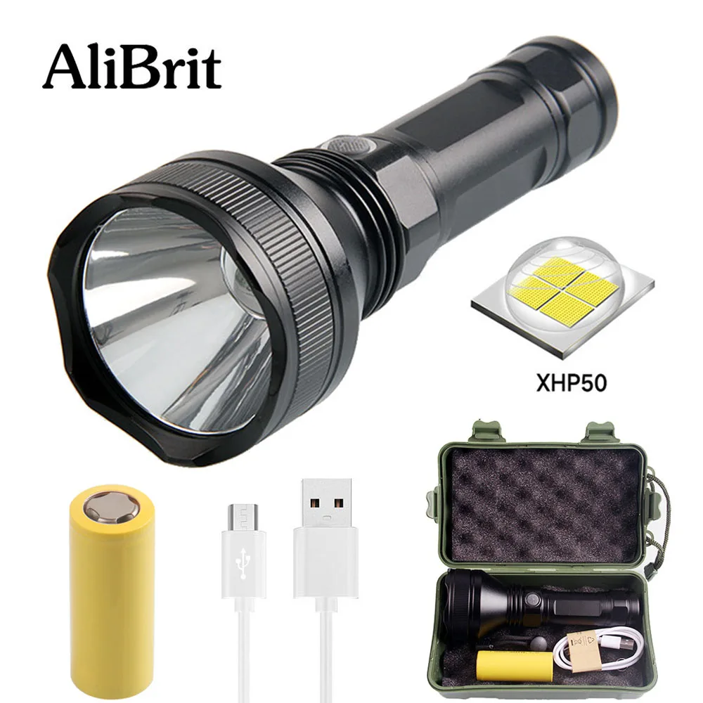 

D50 AliBrit Powerful XHP50 LED Flashlight torch big light cup Lamp Waterproof For Outdoor Hot Camping Equipment Torches lantern