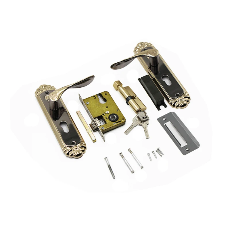 Vintage Mute Room Door Lock Interior Handle Lock European Style Interior Anti-theft Retro Safety Gate Lock Furniture Hardware