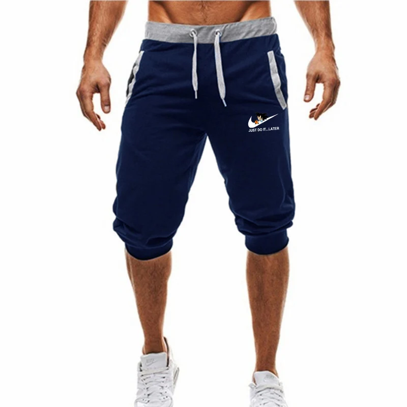 Новые летние Брендовые мужские спортивные тонкие шорты для бега, мужские черные шорты для бодибилдинга, мужские шорты для фитнеса и тренажерного зала - Цвет: 3  Navy blue