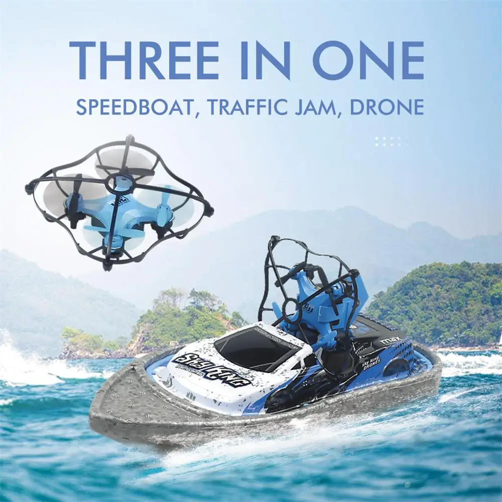 Фиксированная высокого Дрон Sea Land Air RC автомобиль на скоростном катере минисамолет Электрический дрейф гоночный 3-в-1 Пульт дистанционного управления Управление Квадрокоптер на воздушной подушке