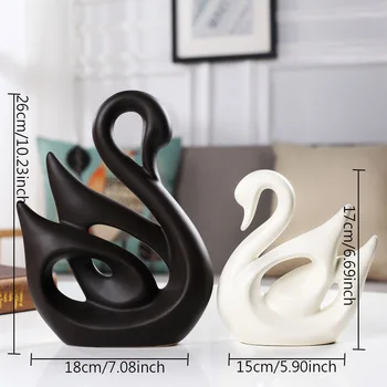 

2pcs/ceramics Swan Statues Sculpture Ornaments Living Room or Bedroom Decoration TV for Cabinet Decoration Swan Crafts Gifts