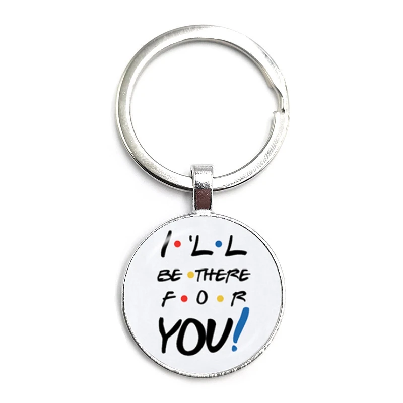 

2020 Newest Friends TV Show Keychain 25th Anniversary Series Cartoon Fun Pattern Glass Dome Pendant Key Chain for Good Friend