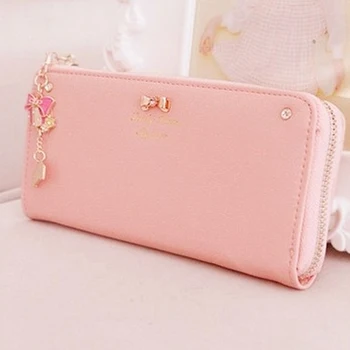

Women BowKnot Leather Zip Clutch Wallet Lady Long Purse Bag Handbag Card Holder
