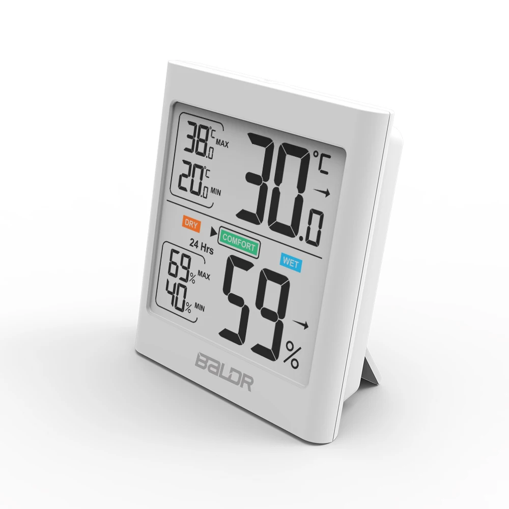 Koop Baldr Digitale LCD Display Indoor Thermometer Hygrometer Thermo hygrometer met Smart Backlight Meter Weerstation Tester