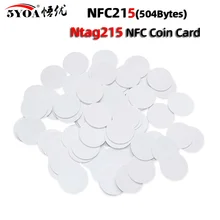 50/30 stücke NFC Ntag215 Münze TAG Key 13,56 MHz NTAG 215 Karte Universal Label RFID Ultraleicht Tags Etiketten 25 mm durchmesser Runde Box