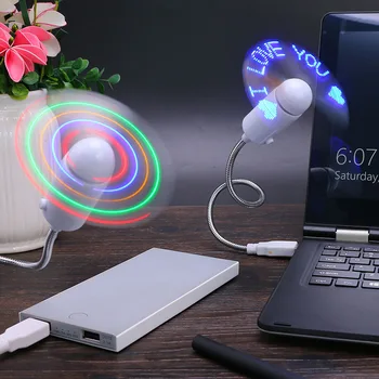 

LED flashing word fan programmable mini gift USB projection fan
