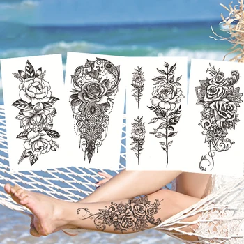 

1 PC Fashion Temporary Tattoo Sticker Women Body Chest Art Flower Roses tatoo fake tatto For Men Women