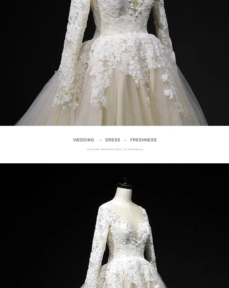 Vivian's Bridal, кружевное бальное платье с аппликацией, свадебное платье, сексуальное, глубокое, иллюзионное, Сетчатое, с открытой спиной, с длинным рукавом, на заказ, свадебное платье