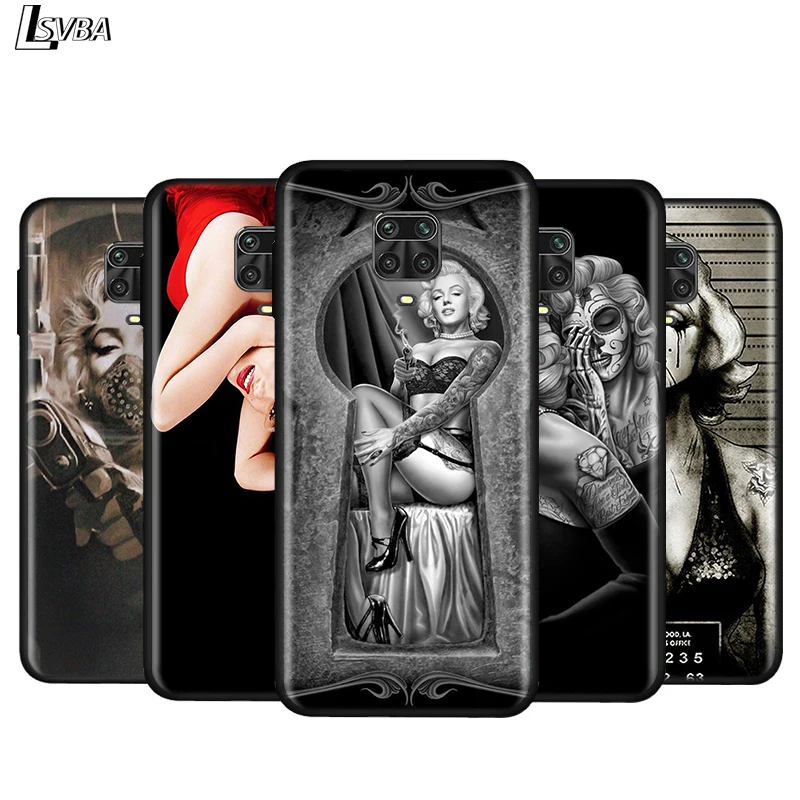 

Silicone Cover Sexy Marilyn Monroe For Xiaomi Redmi Note 9 9S Max 8T 8 7 6 5 Pro 5A 4X 4 Bright Black Phone Case
