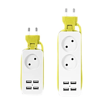 

1pcs 4.0mm EU Power Strip Electrical Plug Socket USB Socket Power Strip Surge Protector Extension Sockets Wall Charger Desktop