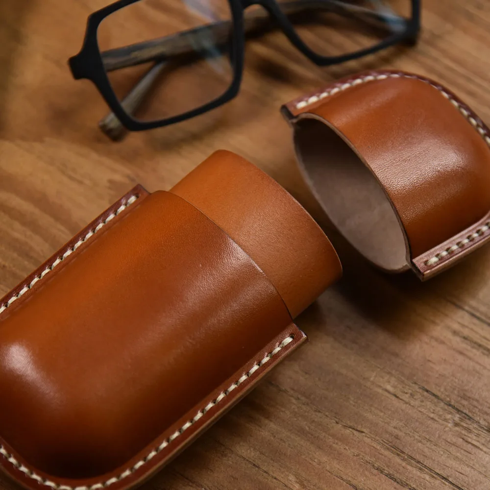 Hand-made Genuine Leather Eyeglass Holder Stand Portable Eyewear