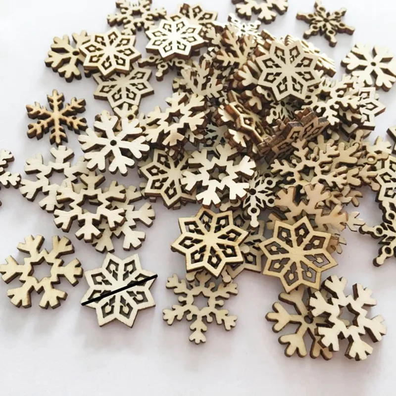 

50Pcs Assorted Wooden Snowflake Xmas Wedding Tree Hanging Ornament Decoration Christmas Mug Coasters Holder Cup Mats