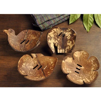 

Creative Handmade Coconut Husk Soap Dish Case Holder Wash Shower Soap Holder Kitchen Bathroom Soap Drain Tray for Home