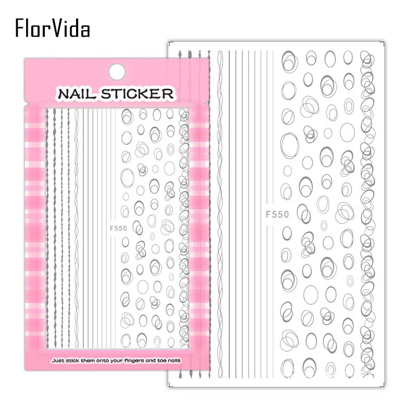 FlorVida F214-220 3D слайдер для ногтей золотые черные наклейки Переводные картинки с бабочками клейкий дизайн для маникюра Советы украшения для ногтей
